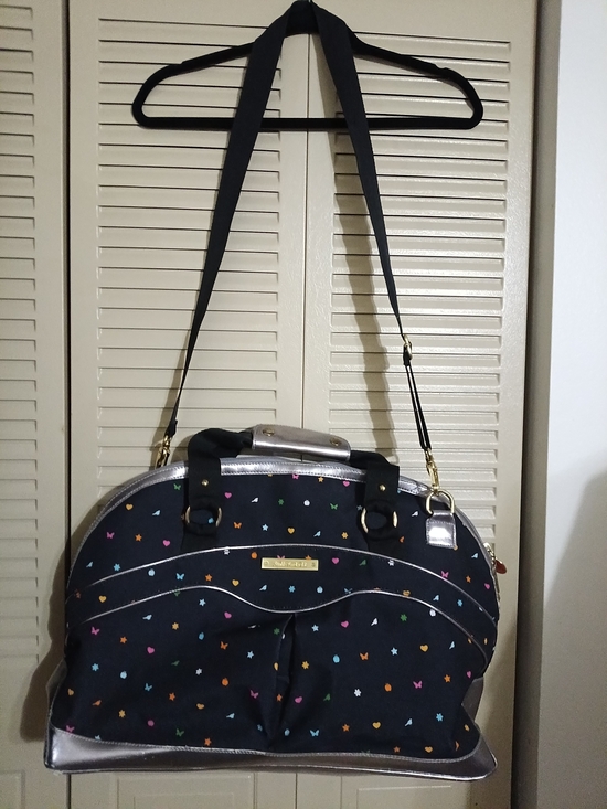 Double Dutch Club Handbags - Black Multi-Color Heart & Star Travel Duffel with Silver Trim